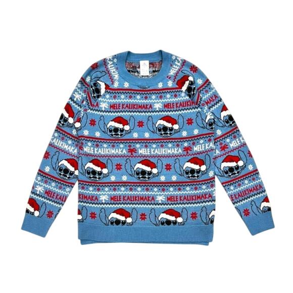 ★ Disney Stitch Mele Kalikimaka Knitted Hawaiian Themed Ugly Christmas Sweater ★ - Picture 1 of 7